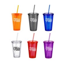 Double-walled Ice Cold Tumbler Cup With Straw